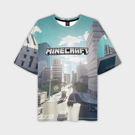 Мужская футболка oversize 3D с принтом Minecraft  дневной город в Тюмени,  |  | 