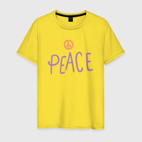 Мужская футболка хлопок с принтом My peace в Кировске, 100% хлопок | прямой крой, круглый вырез горловины, длина до линии бедер, слегка спущенное плечо. | 