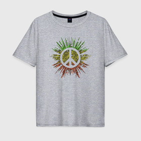 Мужская футболка хлопок Oversize с принтом Peace splash , 100% хлопок | свободный крой, круглый ворот, “спинка” длиннее передней части | Тематика изображения на принте: 