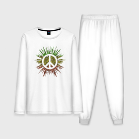 Мужская пижама с лонгсливом хлопок с принтом Peace splash ,  |  | Тематика изображения на принте: 