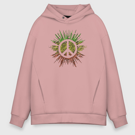 Мужское худи Oversize хлопок с принтом Peace splash в Рязани, френч-терри — 70% хлопок, 30% полиэстер. Мягкий теплый начес внутри —100% хлопок | боковые карманы, эластичные манжеты и нижняя кромка, капюшон на магнитной кнопке | 