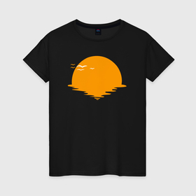 Женская футболка хлопок с принтом Солнечный свет в Курске, 100% хлопок | прямой крой, круглый вырез горловины, длина до линии бедер, слегка спущенное плечо | 