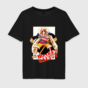 Мужская футболка хлопок Oversize с принтом Луффи из аниме и манги One Piece в Курске, 100% хлопок | свободный крой, круглый ворот, “спинка” длиннее передней части | 