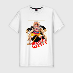 Мужская футболка хлопок Slim с принтом Луффи из аниме и манги One Piece в Курске, 92% хлопок, 8% лайкра | приталенный силуэт, круглый вырез ворота, длина до линии бедра, короткий рукав | 