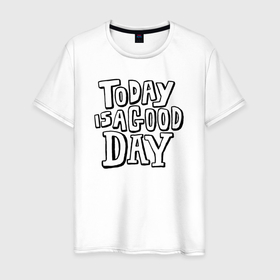 Мужская футболка хлопок с принтом Сегодня хороший день в Петрозаводске, 100% хлопок | прямой крой, круглый вырез горловины, длина до линии бедер, слегка спущенное плечо. | Тематика изображения на принте: 