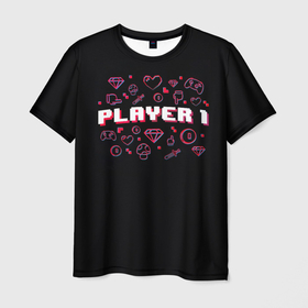 Мужская футболка 3D с принтом Игрок 1 в Курске, 100% полиэфир | прямой крой, круглый вырез горловины, длина до линии бедер | Тематика изображения на принте: 