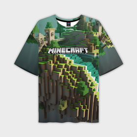 Мужская футболка oversize 3D с принтом Minecraft logo летняя карта в Тюмени,  |  | 