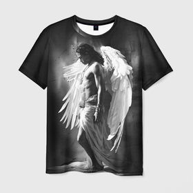 Мужская футболка 3D с принтом Индеец белый ангел в Петрозаводске, 100% полиэфир | прямой крой, круглый вырез горловины, длина до линии бедер | 