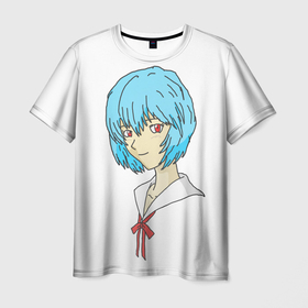 Мужская футболка 3D с принтом Рей Аянами: Evangelion , 100% полиэфир | прямой крой, круглый вырез горловины, длина до линии бедер | 