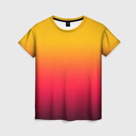 Женская футболка 3D с принтом Жёлто бордовый градиент в Курске, 100% полиэфир ( синтетическое хлопкоподобное полотно) | прямой крой, круглый вырез горловины, длина до линии бедер | Тематика изображения на принте: 