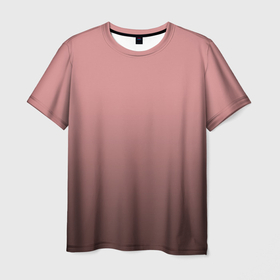 Мужская футболка 3D с принтом Пыльно розовый градиент в Белгороде, 100% полиэфир | прямой крой, круглый вырез горловины, длина до линии бедер | 