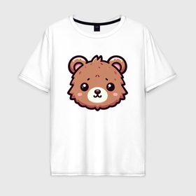 Мужская футболка хлопок Oversize с принтом Мордочка медведя в Курске, 100% хлопок | свободный крой, круглый ворот, “спинка” длиннее передней части | 