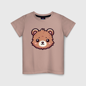 Детская футболка хлопок с принтом Мордочка медведя , 100% хлопок | круглый вырез горловины, полуприлегающий силуэт, длина до линии бедер | Тематика изображения на принте: 