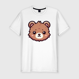 Мужская футболка хлопок Slim с принтом Мордочка медведя в Екатеринбурге, 92% хлопок, 8% лайкра | приталенный силуэт, круглый вырез ворота, длина до линии бедра, короткий рукав | 
