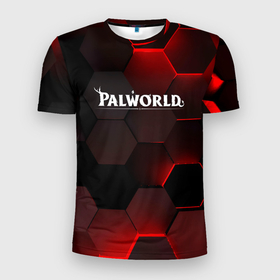 Мужская футболка 3D Slim с принтом Palworld красные плиты в Санкт-Петербурге, 100% полиэстер с улучшенными характеристиками | приталенный силуэт, круглая горловина, широкие плечи, сужается к линии бедра | 