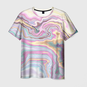 Мужская футболка 3D с принтом Мрамор узор разноцветный в Курске, 100% полиэфир | прямой крой, круглый вырез горловины, длина до линии бедер | 