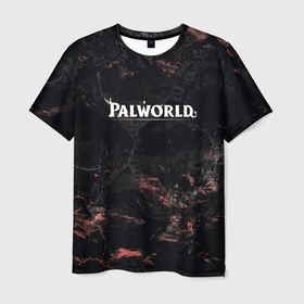 Мужская футболка 3D с принтом Palworld dark logo , 100% полиэфир | прямой крой, круглый вырез горловины, длина до линии бедер | 