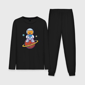 Мужская пижама с лонгсливом хлопок с принтом Космический котейка в Курске,  |  | 