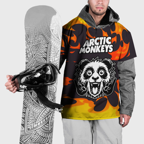 Накидка на куртку 3D с принтом Arctic Monkeys рок панда и огонь в Кировске, 100% полиэстер |  | 