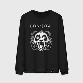 Мужской свитшот хлопок с принтом Bon Jovi rock panda , 100% хлопок |  | Тематика изображения на принте: 