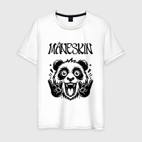 Мужская футболка хлопок с принтом Maneskin   rock panda , 100% хлопок | прямой крой, круглый вырез горловины, длина до линии бедер, слегка спущенное плечо. | Тематика изображения на принте: 