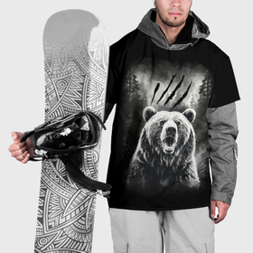 Накидка на куртку 3D с принтом Большой бурый медведь , 100% полиэстер |  | 
