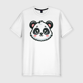 Мужская футболка хлопок Slim с принтом Мордочка панды в Петрозаводске, 92% хлопок, 8% лайкра | приталенный силуэт, круглый вырез ворота, длина до линии бедра, короткий рукав | 