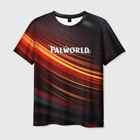 Мужская футболка 3D с принтом Palworld logo black orange в Белгороде, 100% полиэфир | прямой крой, круглый вырез горловины, длина до линии бедер | 