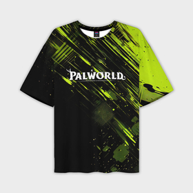 Мужская футболка oversize 3D с принтом Palworld logo black  green в Курске,  |  | 