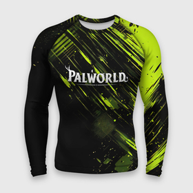 Мужской рашгард 3D с принтом Palworld logo black  green в Курске,  |  | Тематика изображения на принте: 