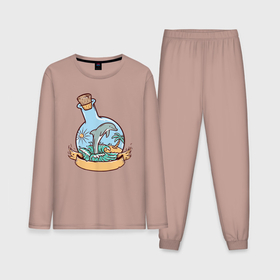 Мужская пижама с лонгсливом хлопок с принтом Дельфин и лето в Курске,  |  | 