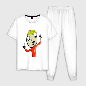 Мужская пижама хлопок с принтом Membit scream в Белгороде, 100% хлопок | брюки и футболка прямого кроя, без карманов, на брюках мягкая резинка на поясе и по низу штанин
 | 