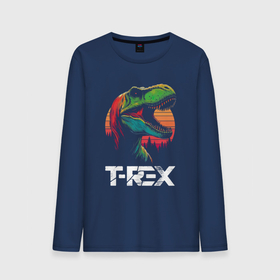 Мужской лонгслив хлопок с принтом Динозавр T rex Vintage в Санкт-Петербурге, 100% хлопок |  | 