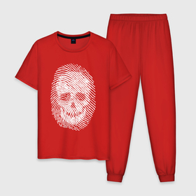 Мужская пижама хлопок с принтом Отпечаток с черепом   белый в Петрозаводске, 100% хлопок | брюки и футболка прямого кроя, без карманов, на брюках мягкая резинка на поясе и по низу штанин
 | 