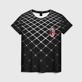 Женская футболка 3D с принтом Милан футбольный клуб в Екатеринбурге, 100% полиэфир ( синтетическое хлопкоподобное полотно) | прямой крой, круглый вырез горловины, длина до линии бедер | 