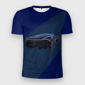 Мужская футболка 3D Slim с принтом Bugatti Divo с полосой в Санкт-Петербурге, 100% полиэстер с улучшенными характеристиками | приталенный силуэт, круглая горловина, широкие плечи, сужается к линии бедра | Тематика изображения на принте: 