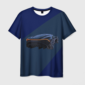 Мужская футболка 3D с принтом Bugatti Divo с полосой в Санкт-Петербурге, 100% полиэфир | прямой крой, круглый вырез горловины, длина до линии бедер | 