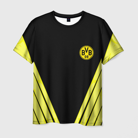 Мужская футболка 3D с принтом Borussia geometry yellow в Тюмени, 100% полиэфир | прямой крой, круглый вырез горловины, длина до линии бедер | 