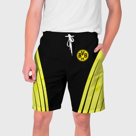 Мужские шорты 3D с принтом Borussia geometry yellow в Санкт-Петербурге,  полиэстер 100% | прямой крой, два кармана без застежек по бокам. Мягкая трикотажная резинка на поясе, внутри которой широкие завязки. Длина чуть выше колен | 
