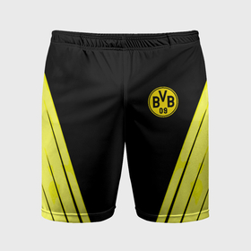 Мужские шорты спортивные с принтом Borussia geometry yellow в Санкт-Петербурге,  |  | 