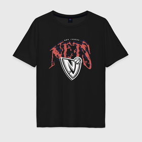 Мужская футболка хлопок Oversize с принтом Nets brooklyn suga glitch NBA в Екатеринбурге, 100% хлопок | свободный крой, круглый ворот, “спинка” длиннее передней части | Тематика изображения на принте: 