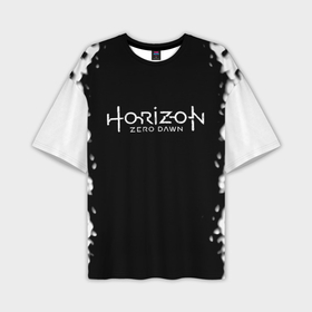 Мужская футболка oversize 3D с принтом Horizon zero dawn краски белые в Белгороде,  |  | Тематика изображения на принте: 