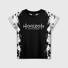 Детская футболка 3D с принтом Horizon zero dawn краски белые в Кировске, 100% гипоаллергенный полиэфир | прямой крой, круглый вырез горловины, длина до линии бедер, чуть спущенное плечо, ткань немного тянется | 