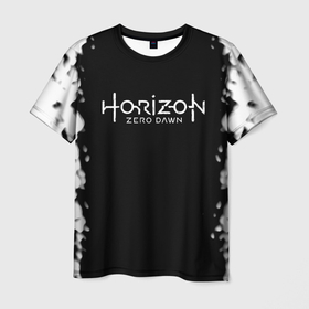 Мужская футболка 3D с принтом Horizon zero dawn краски белые в Кировске, 100% полиэфир | прямой крой, круглый вырез горловины, длина до линии бедер | Тематика изображения на принте: 