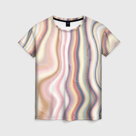 Женская футболка 3D с принтом Мраморный узор волнами в Петрозаводске, 100% полиэфир ( синтетическое хлопкоподобное полотно) | прямой крой, круглый вырез горловины, длина до линии бедер | 