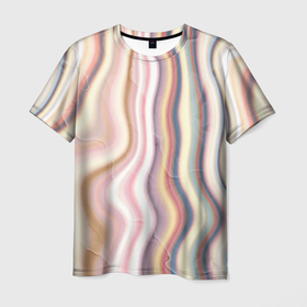 Мужская футболка 3D с принтом Мраморный узор волнами в Курске, 100% полиэфир | прямой крой, круглый вырез горловины, длина до линии бедер | 