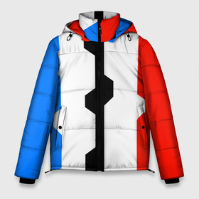 Мужская зимняя куртка 3D с принтом Техно линии синий и красный в Тюмени, верх — 100% полиэстер; подкладка — 100% полиэстер; утеплитель — 100% полиэстер | длина ниже бедра, свободный силуэт Оверсайз. Есть воротник-стойка, отстегивающийся капюшон и ветрозащитная планка. 

Боковые карманы с листочкой на кнопках и внутренний карман на молнии. | 