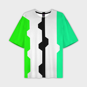 Мужская футболка oversize 3D с принтом Техно линии зелёный ,  |  | 