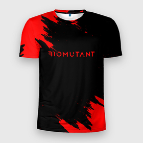 Мужская футболка 3D Slim с принтом Биомутант краски красные в Екатеринбурге, 100% полиэстер с улучшенными характеристиками | приталенный силуэт, круглая горловина, широкие плечи, сужается к линии бедра | Тематика изображения на принте: 