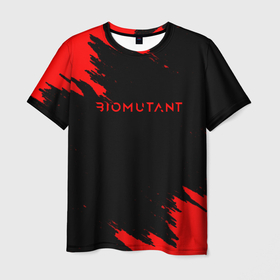 Мужская футболка 3D с принтом Биомутант краски красные в Новосибирске, 100% полиэфир | прямой крой, круглый вырез горловины, длина до линии бедер | 